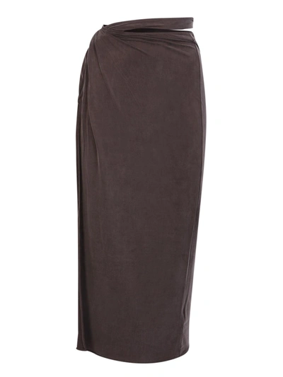 Jacquemus La Jupe Espelho Cut-out Draped Skirt In Burgundy