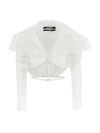 Jacquemus La Chemise Meio Poplin Crop Cape Shirt In White
