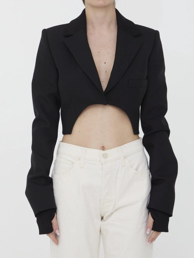 Off-white Asymmetrical Cropped Jacket In Black
