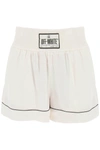 Off-white Satin Pajama Shorts In Multi-colored