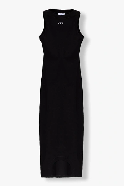 Off-white Ribbed Sleeveless Dress In Black