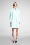 Palm Angels Oversize Cotton Shirt Dress In Cyan