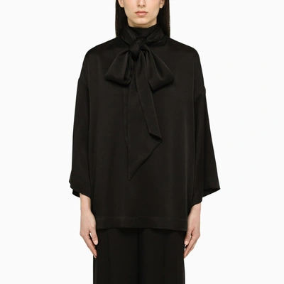 Saint Laurent Bow Tie-neck Blouse In Black