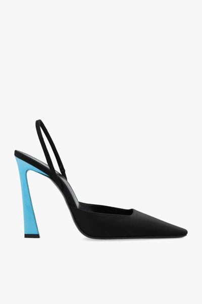 Saint Laurent Tom Satin Halter Slingback Pumps In Black