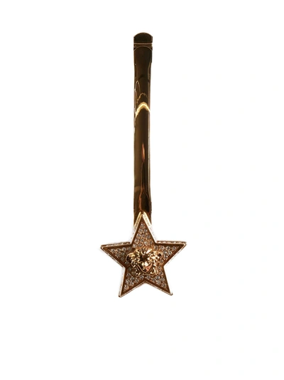 Versace Star Embellished Hair Pin In  Gold-crystal