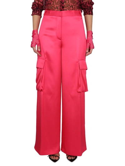 Versace Duchesse Wide Cargo Trousers In Fucsia