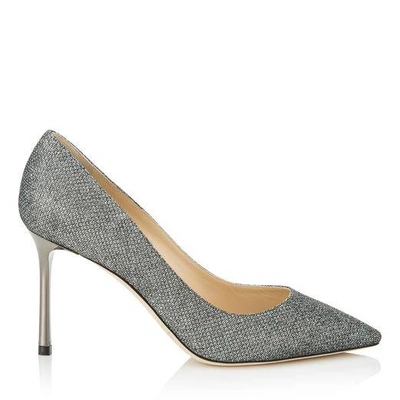 Jimmy Choo Womens Anthracite Romy 85 Anthracite Lamé Glitter Heeled Pumps 1 In Silver