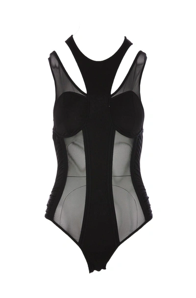 Balmain Cut-out Bodysuit In Nero