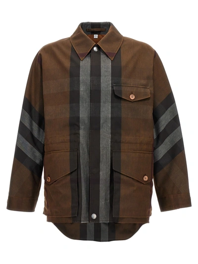 Burberry Check Field Jacket In Brown