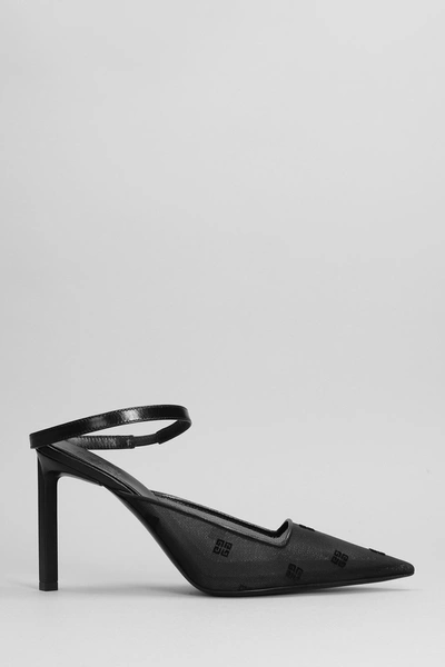 Givenchy Show Logo-embroidered Leather-trimmed Mesh Slingback Pumps In Black