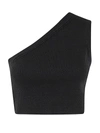 Jacquemus La Maille Ascu Asymmetric Knitted Crop Top In Black
