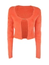 Jacquemus Neve Cropped Brushed Stretch-knit Cardigan In Orange