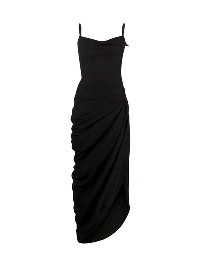 Jacquemus La Dressing Gown Saudade Longue In Black