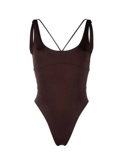 Jacquemus Le Maillot Signature连体泳衣 In Brown