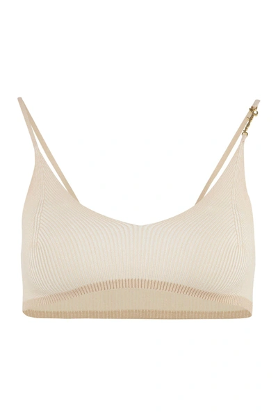 Jacquemus Pralu Logo-plaque Cropped Top In White