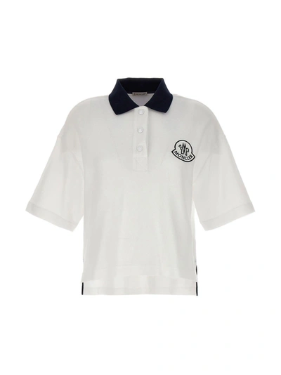 Moncler Logo-embroidered Relaxed-fit Cotton Polo Shirt In White