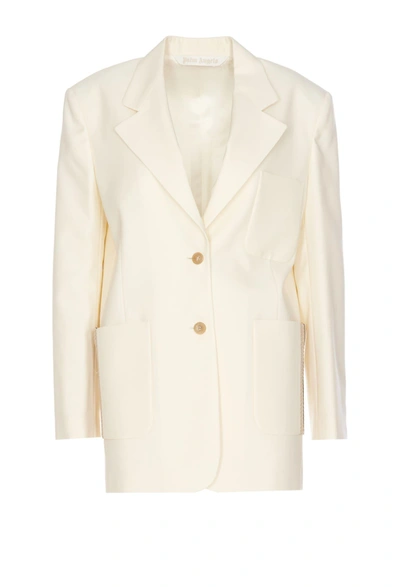 Palm Angels Knitted Tape-detail Blazer In White