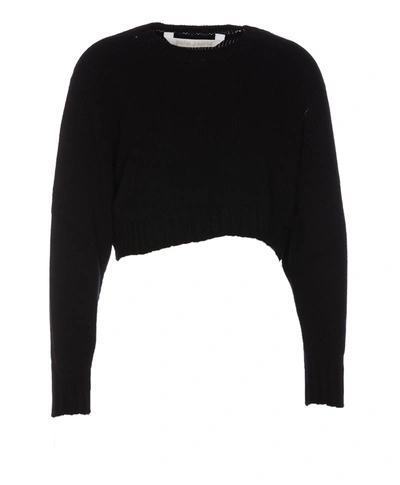 Palm Angels Curved Logo Crop Jumper In Black