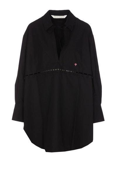 Palm Angels Buttons Detail Shirt Dress In Black