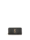 Saint Laurent Women's Monogram Matelasse Leather Zip-around Wallet In Black