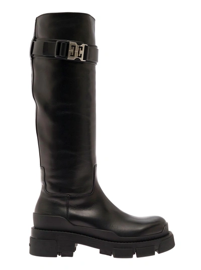 Givenchy Terra Leather Knee-high Boots In Black