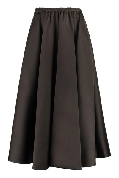 Valentino Techno Duchesse Midi Skirt Woman Ebony 42 In Brown