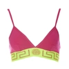 Versace Greca-print Bra In Fuchsia