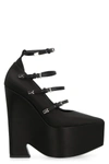 Versace Tempest Leather Platform Pumps In Black