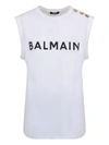 BALMAIN BALMAIN CAP SLEEVES WHITE T-SHIRT