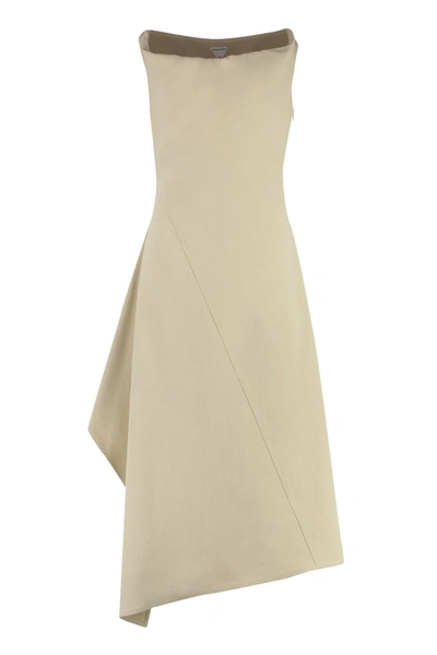 Bottega Veneta Cotton Midi-dress In Beige O Tan
