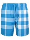 BURBERRY BURBERRY BLUE EXAGGERETED CHECK PATTERN SWIM SHORTS