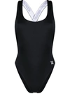 OFF-WHITE OFF-WHITE BLACK ONE-PIECE SWIMSUIT WITH LOGOED STRAPS