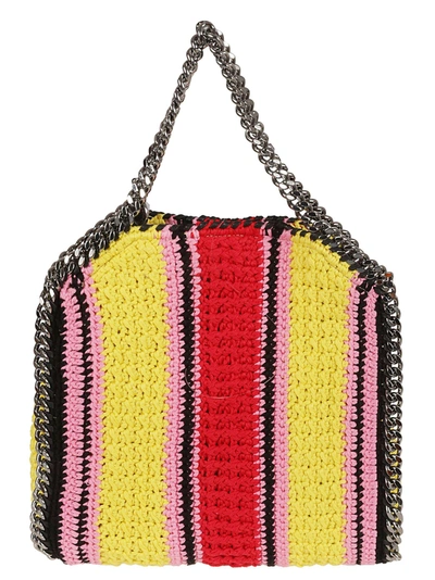 Stella Mccartney Mini Striped Cotton Crochet Tote Bag In Pink