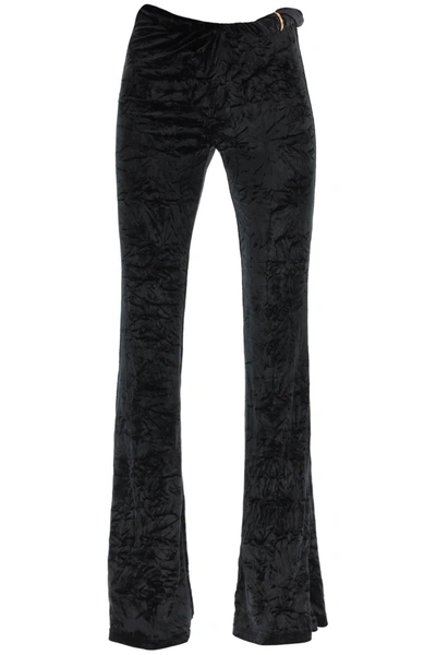 Versace Knotted Stretch Velour Flared Pants In Black