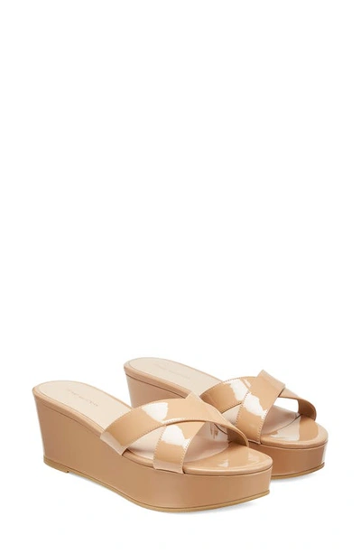 Stuart Weitzman Avenue 65 Flatform Wedge Slide The Sw Outlet In Sandalwood