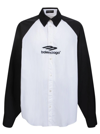 Balenciaga Shirt In White Cotton In Black