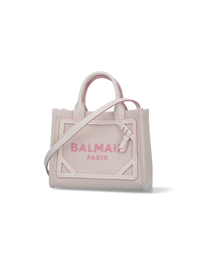 Balmain B-army Small Canvas Shopping Bag In Neutrals