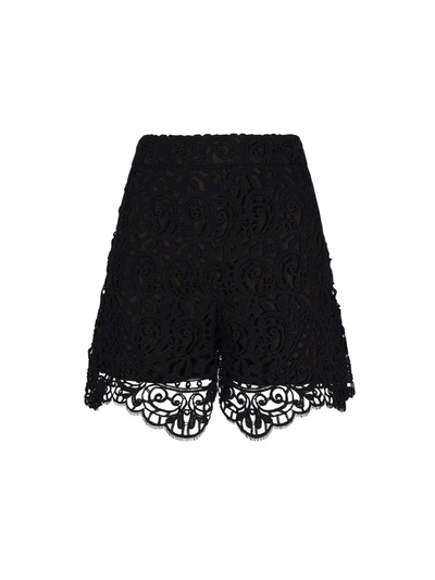 Burberry High-rise Lace Shorts In Black