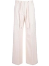 Moncler High Waist Drawstring Trousers In Beige