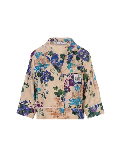 Off-white Printed Pajama Shirt In Beige