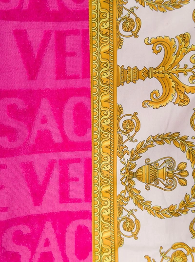 Versace Beach Towel Tessuto Spugna Cotone In Fuxia