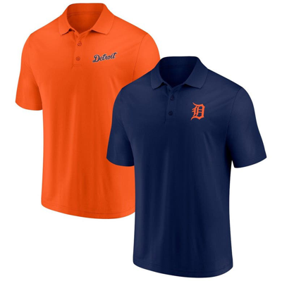 Fanatics Branded Navy/orange Detroit Tigers Dueling Logos Polo Combo Set