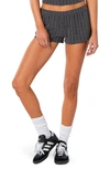Edikted Irene Pointelle Low Rise Pointelle Microshorts In Gray