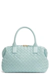 Bottega Veneta Bauletto Medium Intrecciato Top-handle Bag In 3943 Teal Washed-m Brass