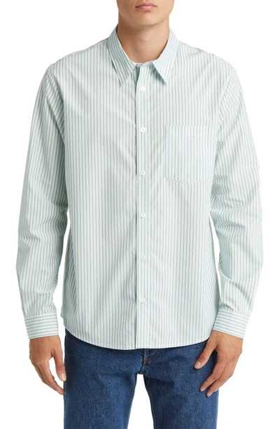 Apc Clement Stripe Button-up Shirt In Vert