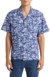 Apc Lloyd Convertible-collar Printed Cotton Shirt In Iaa - Blue