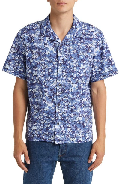 Apc Lloyd Convertible-collar Printed Cotton Shirt In Iaa - Blue