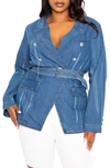 Buxom Couture Double Breasted Denim Jacket In Denim