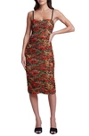 L AGENCE CAPRICE FLORAL RUCHED DRESS