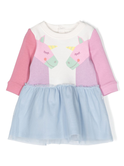 Stella Mccartney Babies' Unicorn-print Cotton Dress In Multi